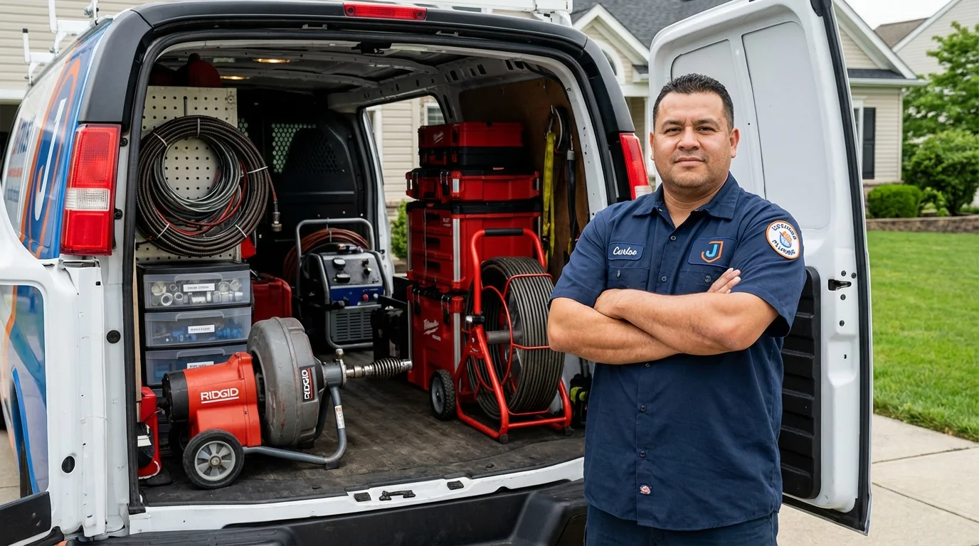 Professional drain cleaning equipment and Johns Plumbing LLC plumber in Basehor