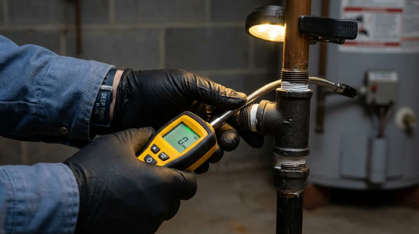 Gas leak detection with electronic sniffer by Johns Plumbing LLC in Basehor