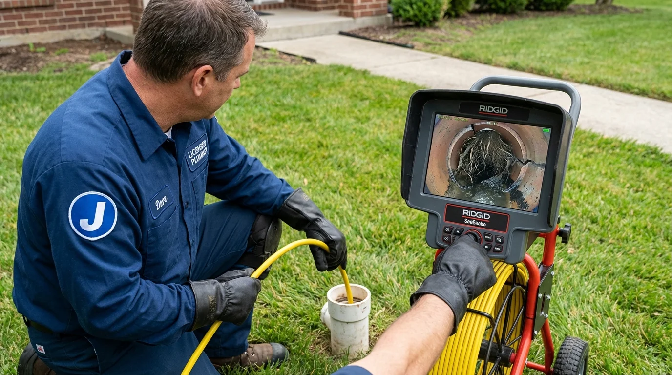 Sewer camera inspection being performed by Johns Plumbing LLC in Basehor